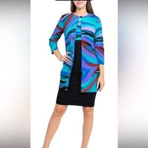 NWT 2 Piece Danny & Nicole 27141M Cocktail Multi Print Fitted Size 14